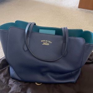 Gucci Bag Swing Pre Loved Leather Blue Tote